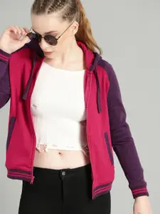 The Roadster Lifestyle Co Women Pink Solid Hooded Sweatshirt