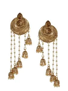 Shining Diva Gold-Plated & White Classic Antique Drop Earrings