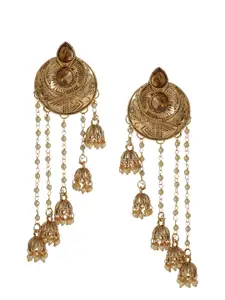 Shining Diva Gold-Plated & White Classic Antique Drop Earrings