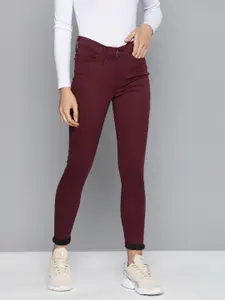 Levis Women Maroon Super Skinny Fit Mid-Rise Clean Look Stretchable Jeans