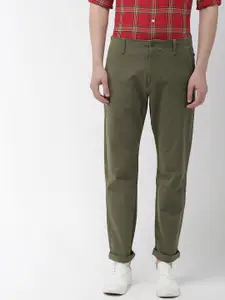 Levis Men Olive Green Tapered Fit 502 Solid Chinos