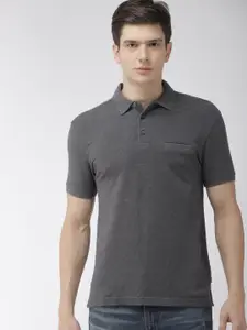 Levis Men Charcoal Solid Polo Collar Pure Cotton T-shirt