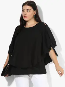 ALTOMODA by Pantaloons Plus Size Women Black Solid Cape Top