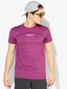 rock.it Purple Textured Round Neck T-Shirt
