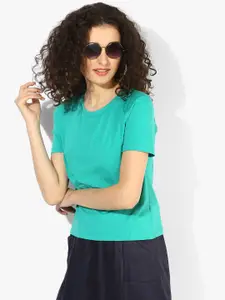 Madame Sea Green Solid Blouse