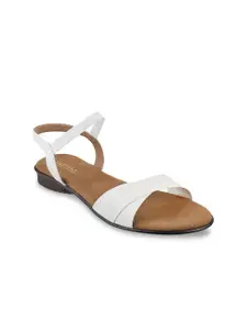 Metro Women White Solid Synthetic Open Toe Flats