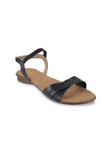 Metro Women Black Solid Synthetic Open Toe Flats