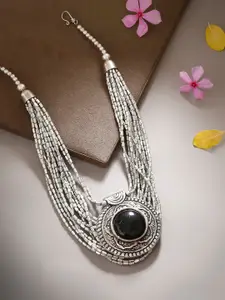 Bamboo Tree Jewels Green Metal Antique Necklace