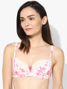 Bwitch White & Pink Printed Underwired Non Padded Everyday Bra 8903411909929