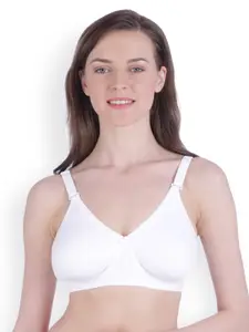 Bralux White Solid Non-Wired Non Padded T-shirt Bra Bralux-AmbikaBra