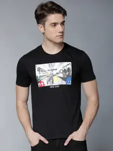 LOCOMOTIVE Men Black Printed Slim Fit T-shirt