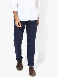 United Colors of Benetton Navy Blue Solid Slim Fit Chinos
