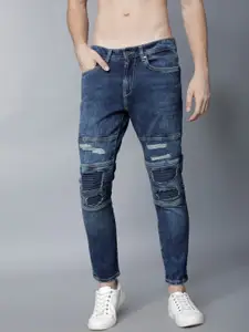 LOCOMOTIVE Men Blue Tapered Fit Mid-Rise Mildly Distressed Stretchable Jeans