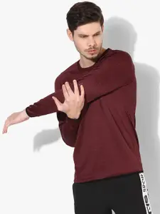 Alcis Maroon Self Design Sweatshirt