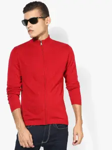 Nature Casuals Red Textured High Neck Sweater