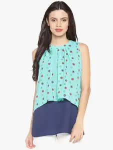 Annabelle by Pantaloons Turquoise Printed Blouse