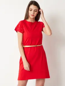 Miss Chase Women Red Solid T-shirt Dress