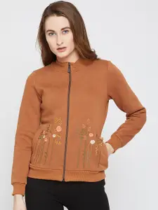 Marie Claire Women Brown Embroidered Sweatshirt