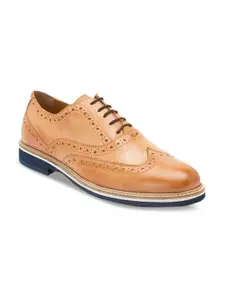 HATS OFF ACCESSORIES Men Tan Brown Leather Formal Oxfords