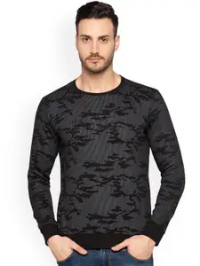 Status Quo Men Black & Grey Printed Sweatshirt