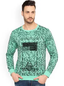 Status Quo Men Green Printed Sweatshirt