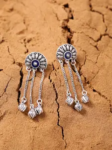 Voylla Silver-Plated Blue Contemporary Drop Earrings