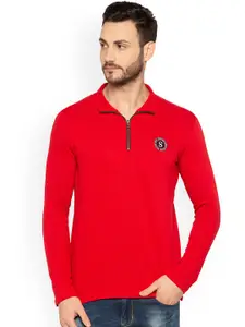 Status Quo Men Red Solid Sweatshirt