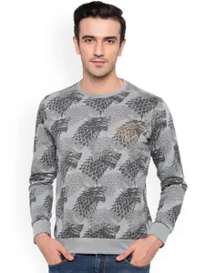 Status Quo Men Grey Printed Sweatshirt