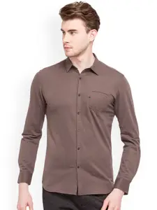 Status Quo Men Brown Comfort Slim Fit Solid Casual Shirt