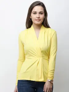 Cation Women Yellow Solid Top