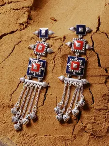 Voylla Silver-Plated Oxidised Classic Drop Earrings