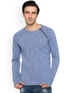 Status Quo Men Blue Self Design Sweatshirt