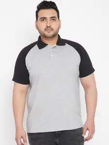 bigbanana Plus Size Men Grey Polo Collar T-shirt