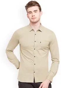 Status Quo Men Khaki Comfort Slim Fit Solid Casual Shirt