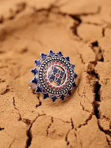 Voylla Women Silver-Toned & Blue Ring