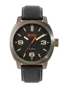 Hugo Boss Men Black Analogue Leather Watch 1513409