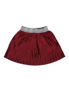 Allen Solly Junior Girls Maroon Solid A-Line Skirt