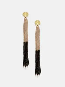 Mali Fionna Beige & Black Contemporary Drop Earrings