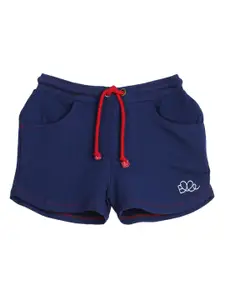 ELLE Girls Navy Blue Solid Regular Fit Regular Shorts