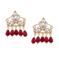 Silvermerc Designs Gold-Plated & White Handcrafted Classic Drop Earrings