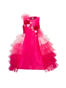 A Little Fable Girls Pink  Pinwheel Gown