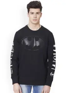 Free Authority Men Black Batman Print Sweatshirt