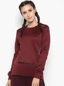 Alcis Women Maroon Solid Sweatshirt