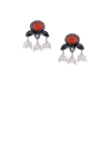 Silvermerc Designs Silver-Plated & Orange Oxidised Classic Studs