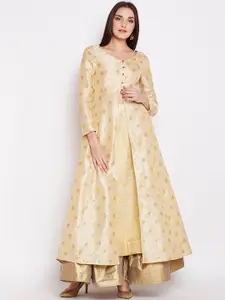 Be Indi Women Gold-Toned Solid A-Line Dress