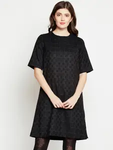 Marie Claire Women Black Checked A-Line Dress