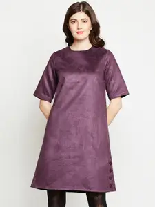 Marie Claire Women Purple Solid A-Line Dress