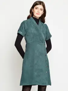 Marie Claire Women Sea Green Solid Wrap Dress