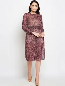 Oxolloxo Women Maroon Printed Empire Dress