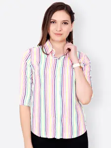 SCORPIUS Women Multicoloured Regular Fit Striped Casual Shirt